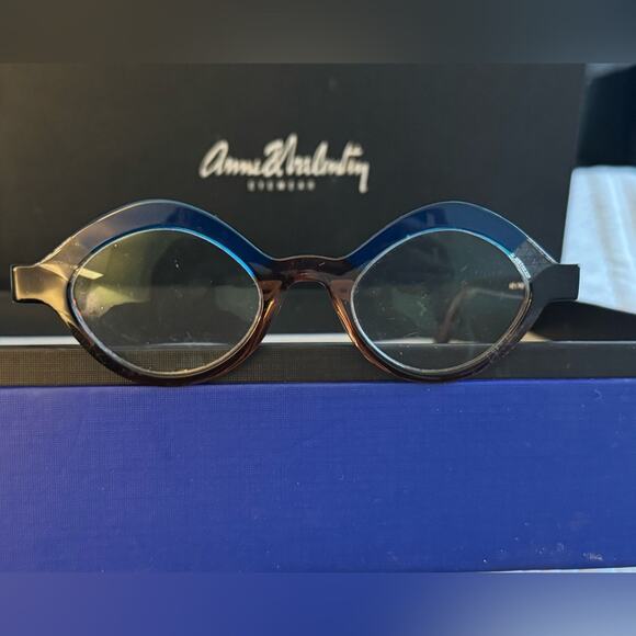 Anne et Valentin Blue and Brown and cross hatch handmade gorgeous frames - Picture 1 of 11